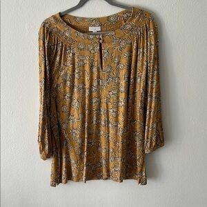 J. Jill Golden Floral Blouse